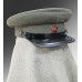 Фуражка суконная для командного состава Красной Армии, обр. 1941г., на военное время. Вариант с козырьком из фибры черного цвета и черным кожаным позументом.